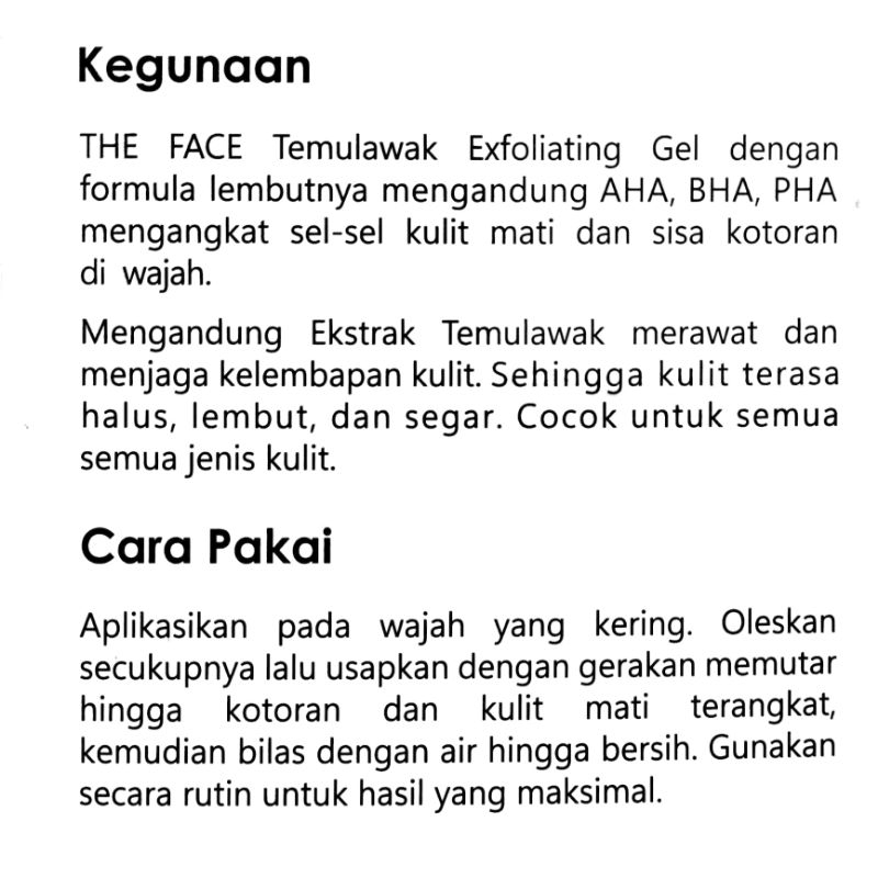 THE FACE Temulawak Exfoliating Gel 50ml