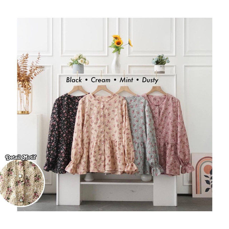 Noora Blouse Top Crinkle Bunga
