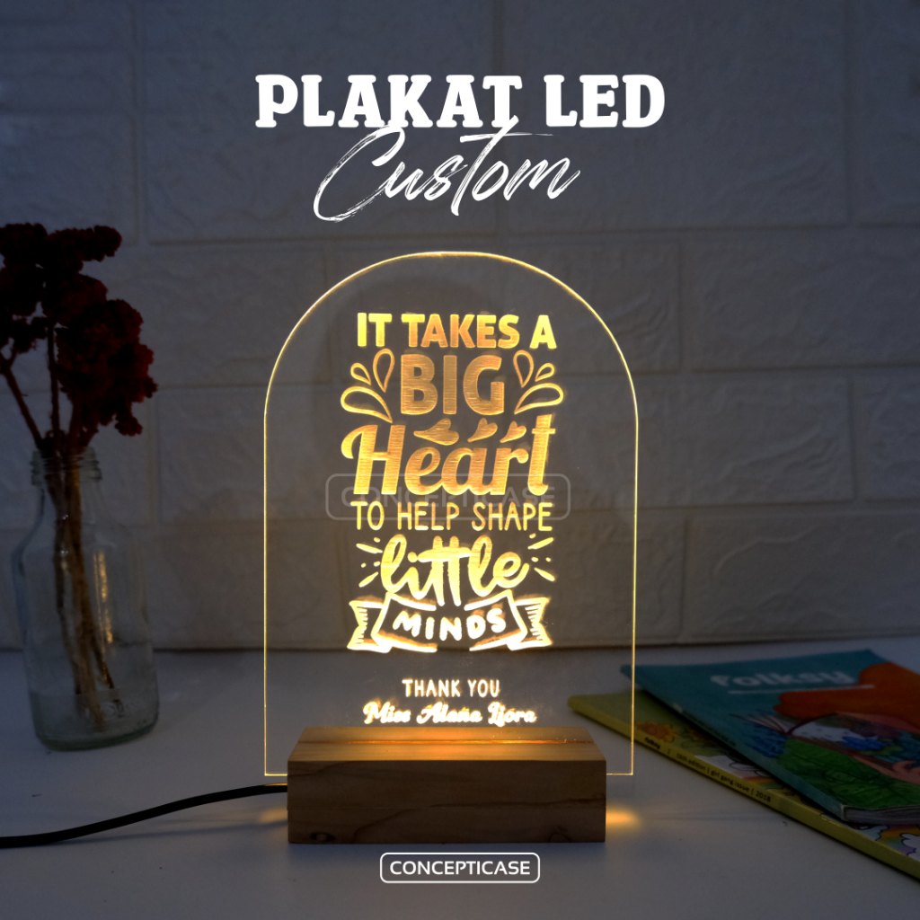 PLAKAT AKRILIK LED TROPHY CUSTOM SOUVENIR HADIAH GURU HADIAH WISUDA