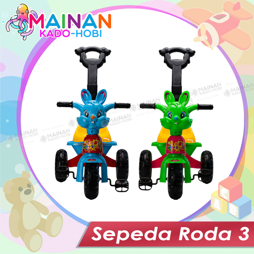 HADIAH ULANG TAHUN MAINAN DORONG DIECAST SEPEDA ANAK MOTIF KARAKTER ANIMAL KELINCI RABBIT