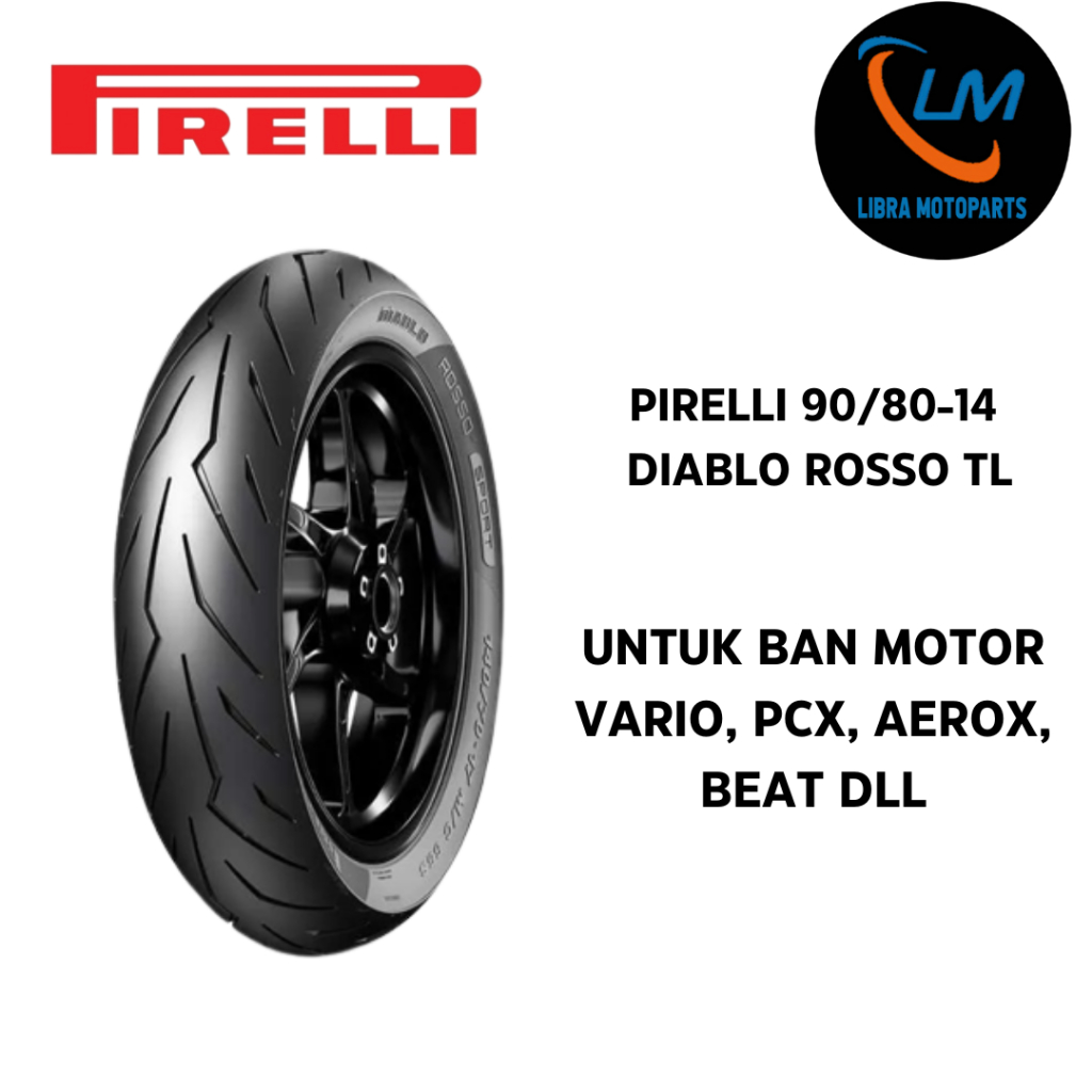 Ban Motor Mio, Beat, Vario, Spin, Spacy, Xride IRE PIRELLI 90/80-14 DIABLO ROSSO Tubeless
