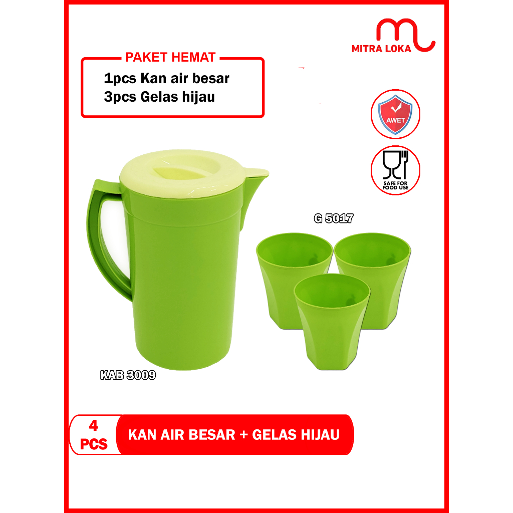 Mitra Loka Teko Beranak 3 Gelas Eskan KAB 3009 Golden Sunkist