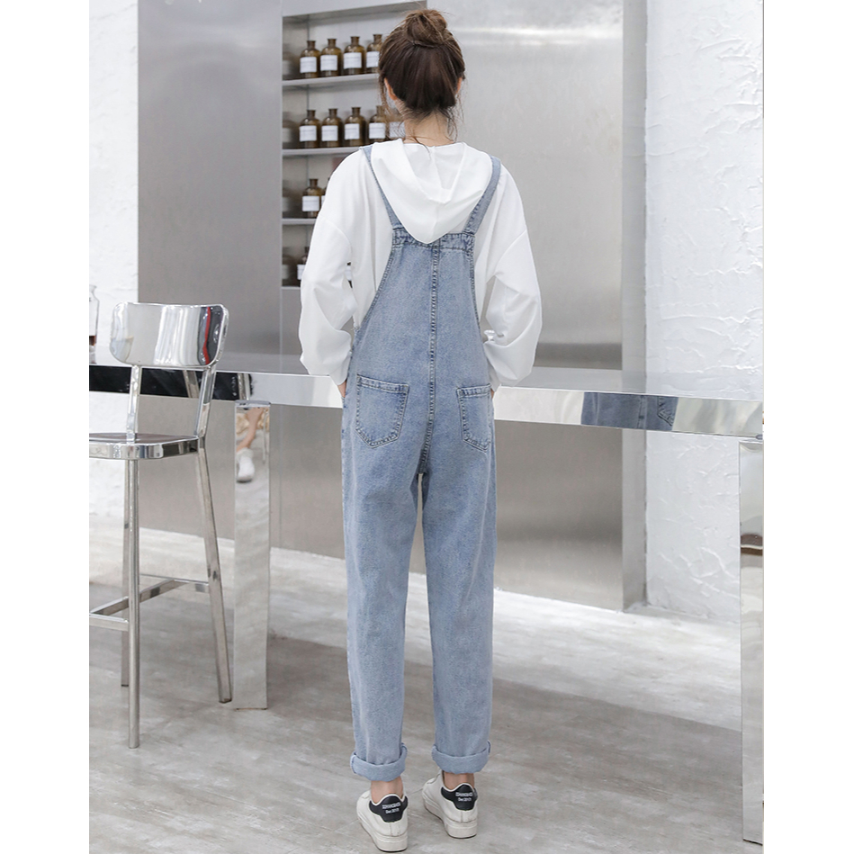 Jeans Jumpsuit Wanita Santai Biru muda / Overall Denim Wanita Import