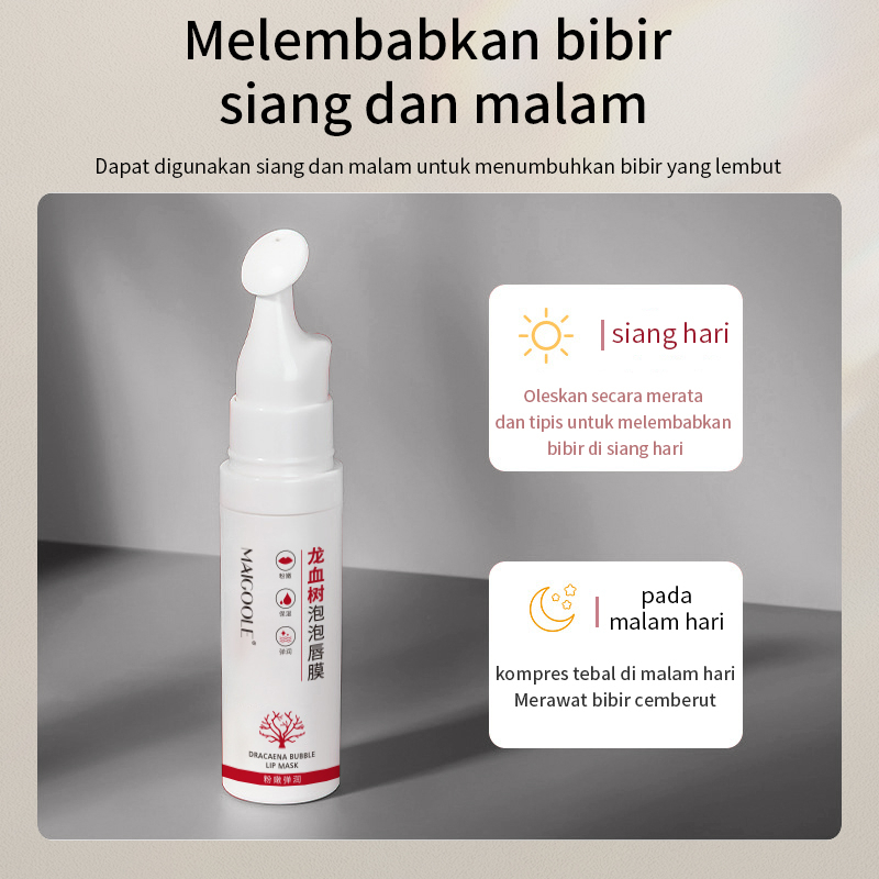 Leminuo Official Store Dracaena bubble lip mask untuk menghilangkan kulit mati dan mengencerkan garis bibir, menghidrasi dan melembabkan bibir, mengencerkan dan menghilangkan melanin di sekitar bibir 7.5ml