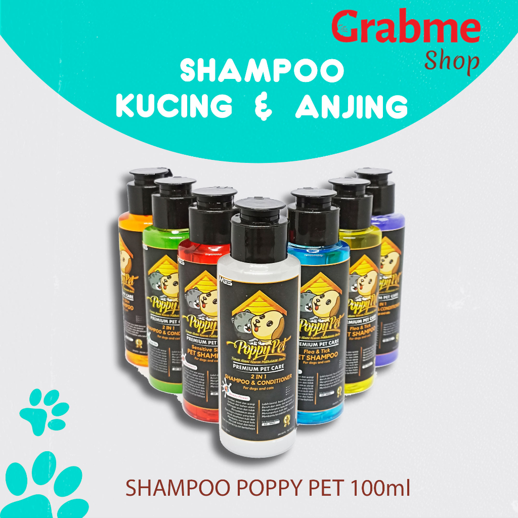 Shampoo Kucing &amp; Anjing POPPY PET Wangi Premium Pet care 100ml