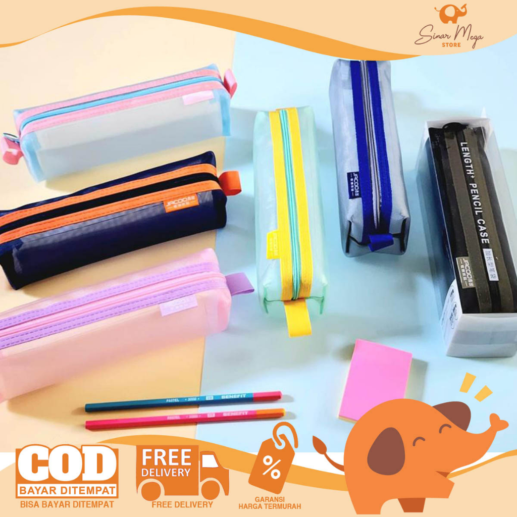 

Jala Kotak Pensil JC-5227 / Pencil Case Square Jaring / Tempat Pensil Transparan Jaring Bahan Mesh Dengan Resleting