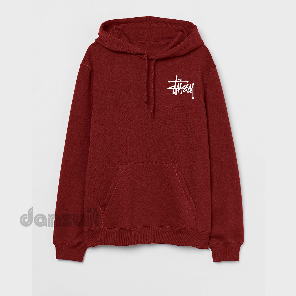 Sweater Hoodie Pria/Wanita Size M - XXXL Sweater Hoodie Distro STUSSY Bahan Fleece Tebal Premium