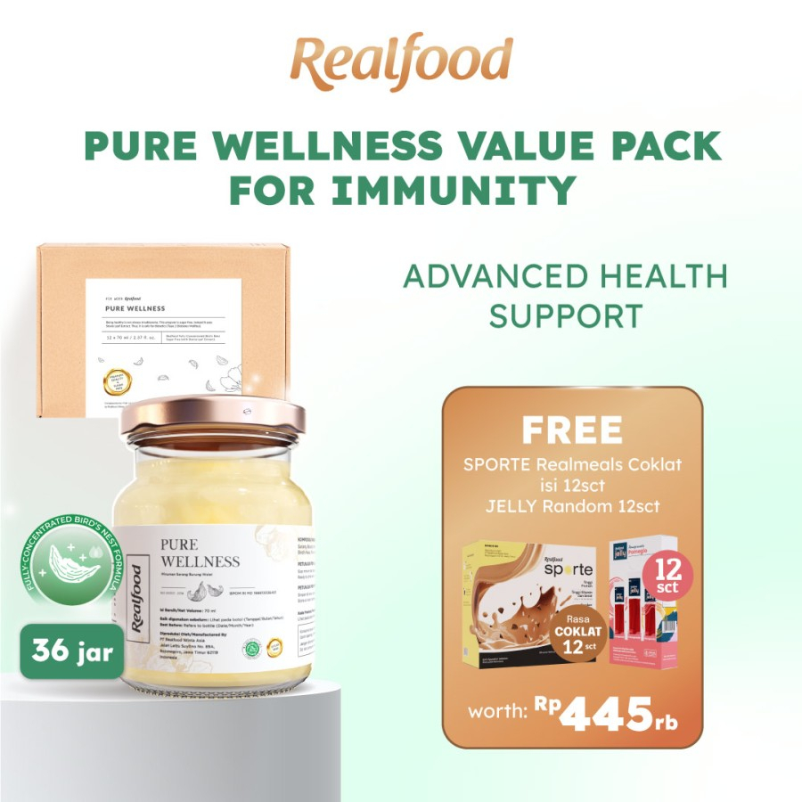 

Realfood Pure Wellness Bundle Minuman Kesehatan Sarang Burung Walet Birdnest Diet Sugar Free Stevia