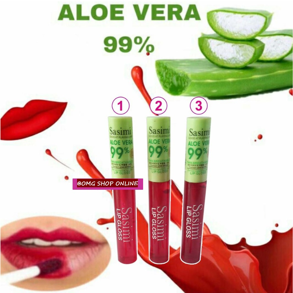 Termurah !!! Sasimi Liptint Aloe Vera 99% ORIGINAL Lip Gloss Sasimi Aloe Vera / Lipstik Lipcream Lip Tint Liptin Sasimi Aloe Vera / Liptint Korea Pelembab Bibir Pink Pemerah Bibir Pink / Liptint Anak Sekolah Liptint Tahan Lama Anti Air