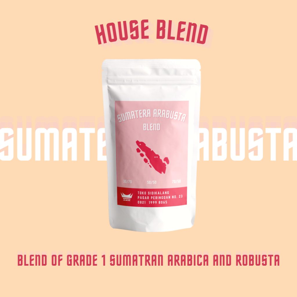 

Sumatera Arabusta Blend 70/30 Cap Rumah Adat Ukuran 1000 Gram