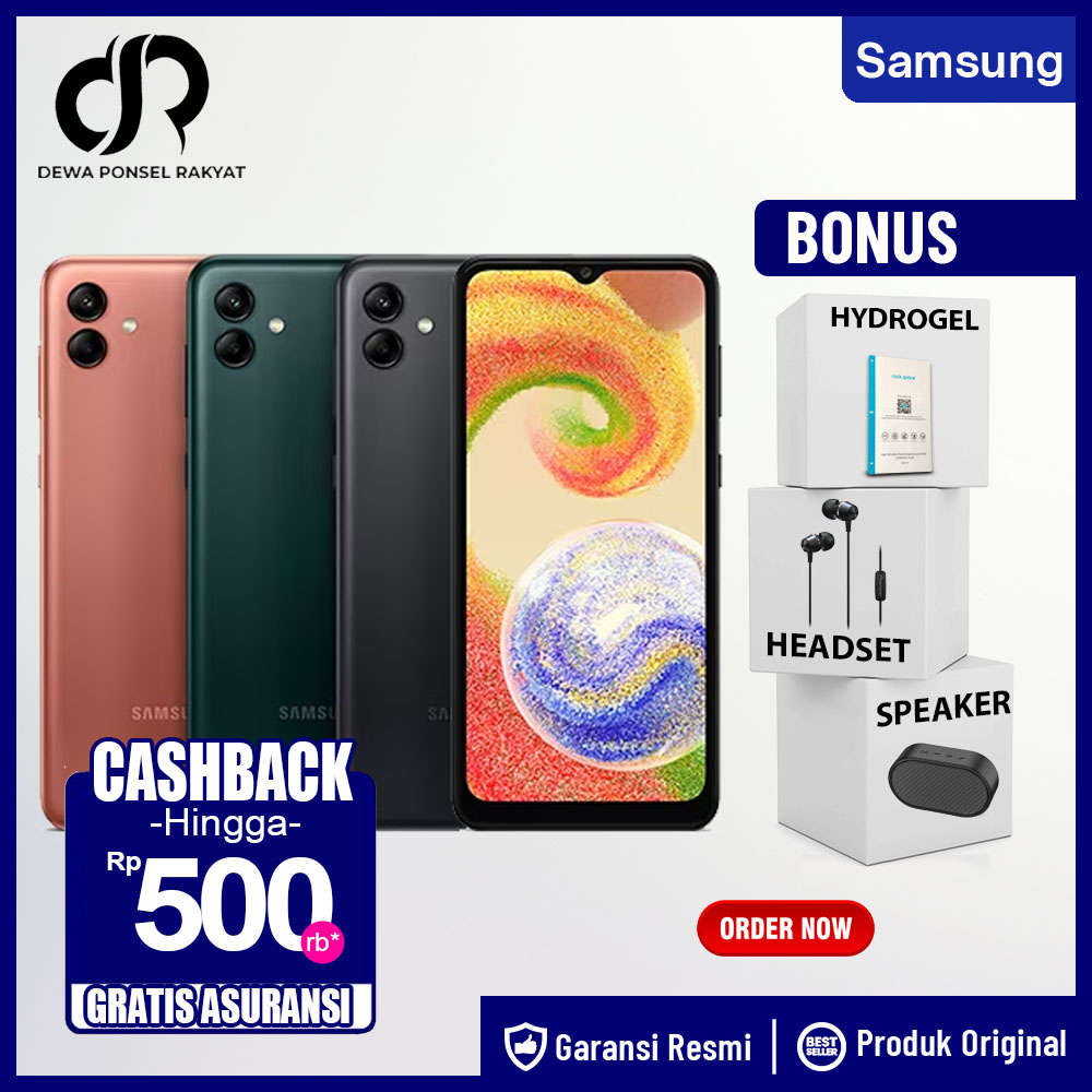 Handphone Samsung Galaxy A04 4GB+64GB - 3GB 32GB Garansi Resmi Samsung A04 4 GB 64 GB 3 GB 32 GB Not A52S A32 A23 A24 A33 A34 A53 A54 A73 A03S A04S A04E A13 A14 A03 CORE M12 M22 M32 M33 M53 A7 LITE A8