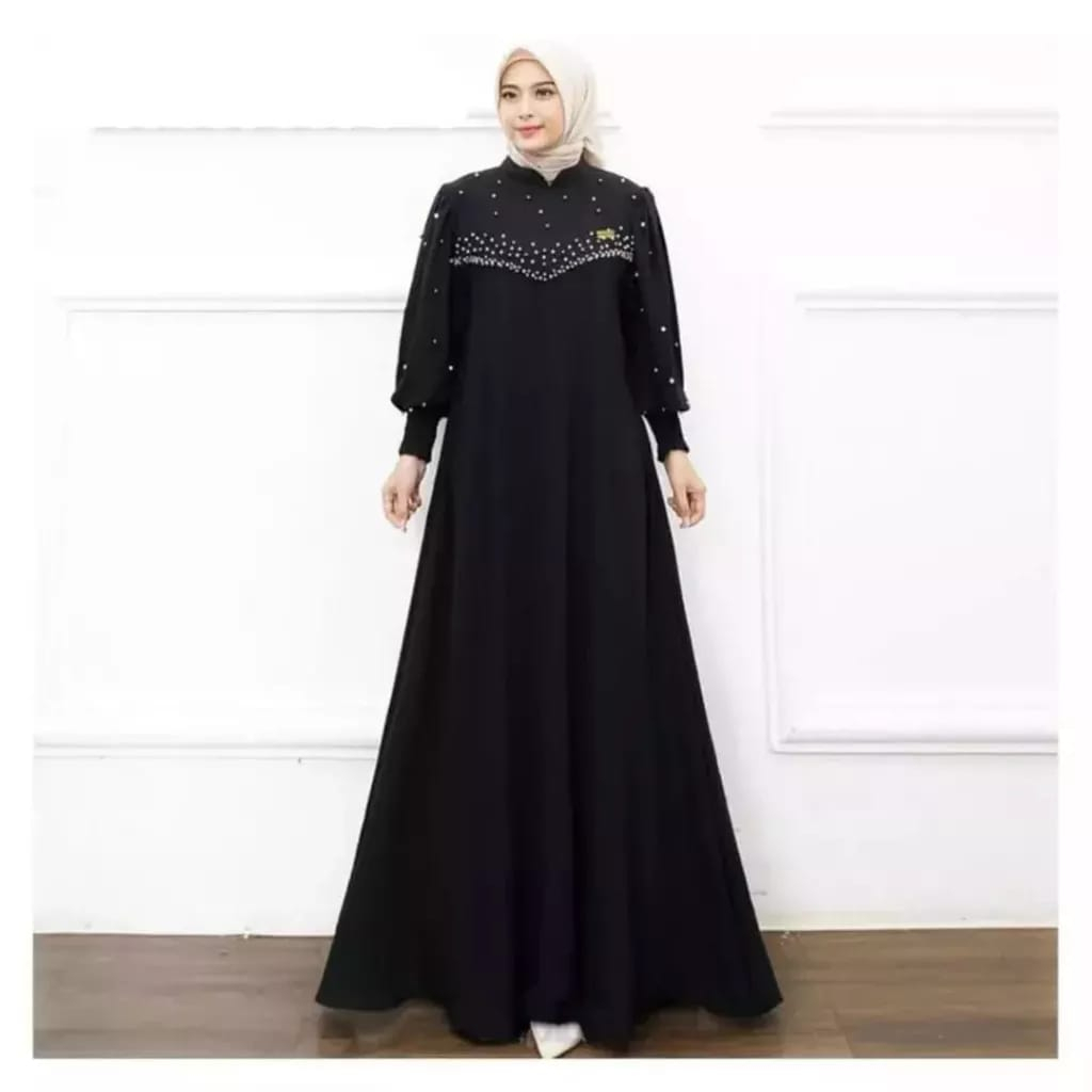 Vioni Dress Crinkle Airflow Premium Gamis Pesta Mewah Elegan Aplikasi Mutiara Baju kondangan Wanita Kekinian Firlya Maxy Dress