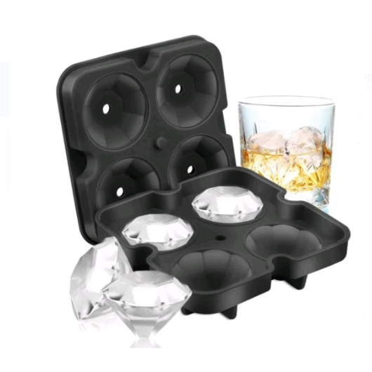 Cetakan Es Batu Ice Cube Tray Mold Model Berlian 4 Sekat