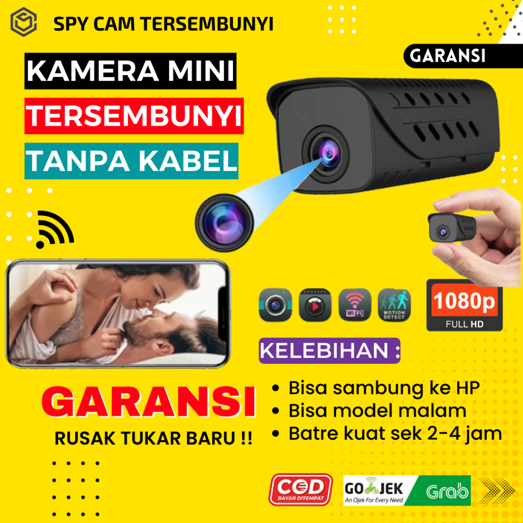Kamera Pengintai Mini Tanpa Kabel Camera CCTV Kecil Tersembunyi Wifi SPY Cam Hidden Camera Mata2 Pengintip Mata2 JS105