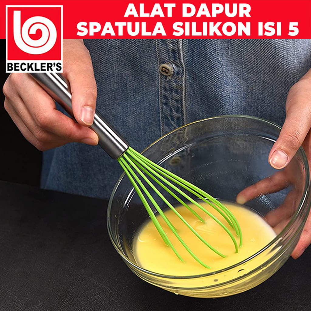 Set Spatula Silikon Tahan Panas Alat Masak 5 In 1 Sutil Silicone Set Lengkap