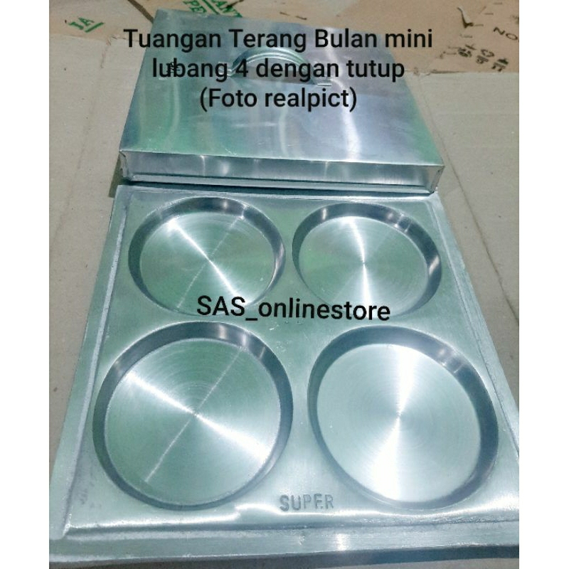 Tuangan Terang Bulan mini lubang 4+tutup/Loyang cetakan terang bulan mini