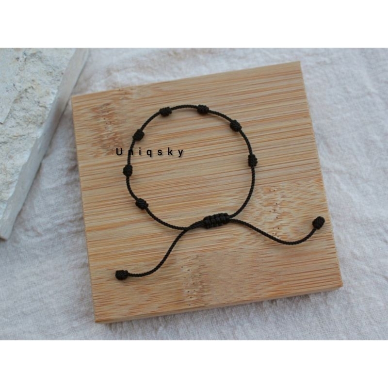 gelang tali tibetan hitam  7 simpul gelang tali original tibetan