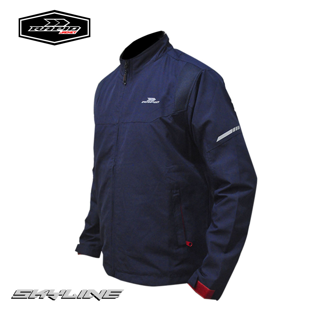 Jaket motor pria riding premium harian RAPID SKYLINE Navy Biru
