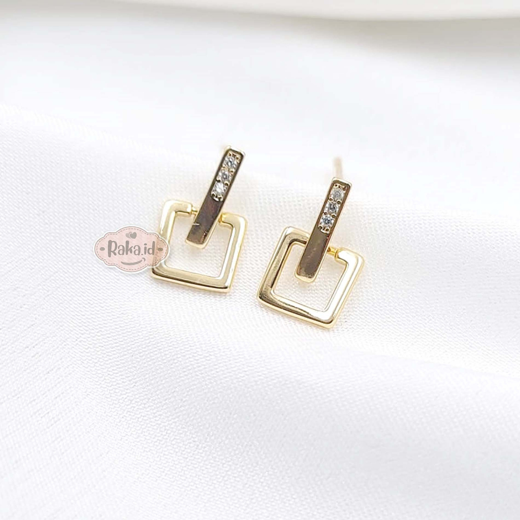 Anting Korean Style Anting Anti Karat Anting Tusuk Motif Mata Baris Square Juntai 1302