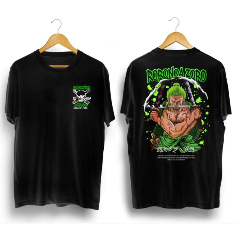 kaos pria/RORONOA ZORO LUFFY/kaos anime