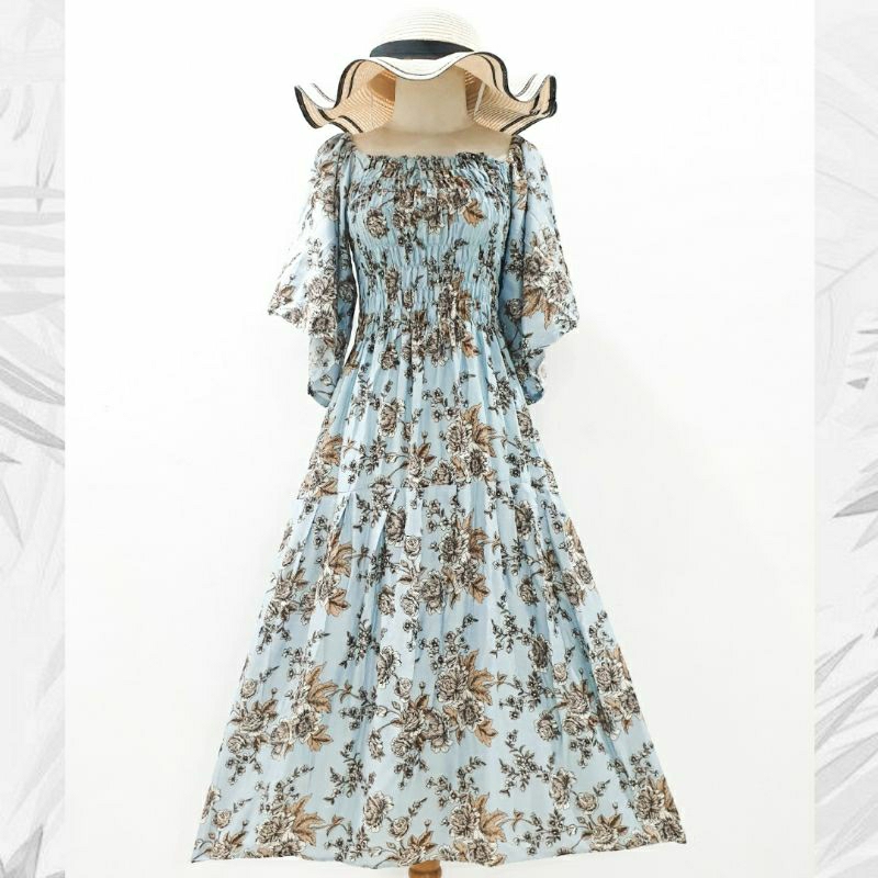 Dress Kerut Lengan Lonceng | Dress Rempel