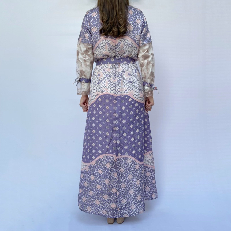 Gamis Batik G 65 Brokat, Dress Panjang, Batik Modern, Kondangan