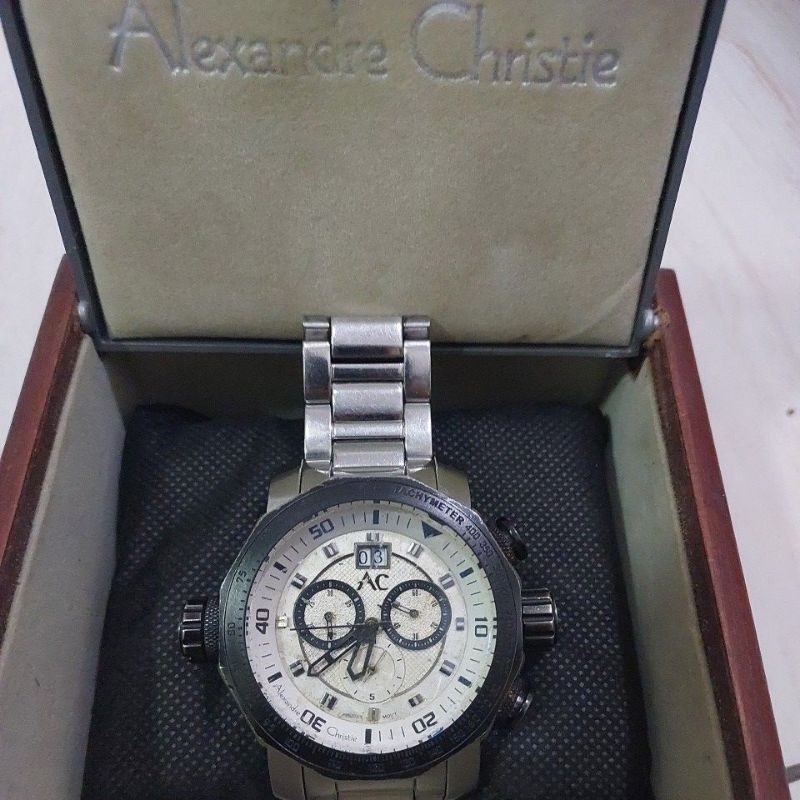 jam tangan Original Chronograph AC Alexandre Christie 6168MC big size mesin swiss Ronda Preloved second bekas