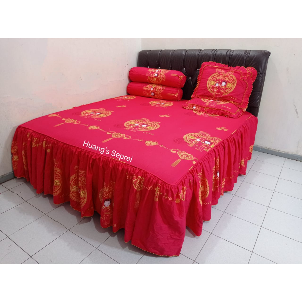 Huang’s Sprei katun jepang homemade rumbai motif Wedding 30x200x200_30x180x200_30x160x200_30x120 x 2