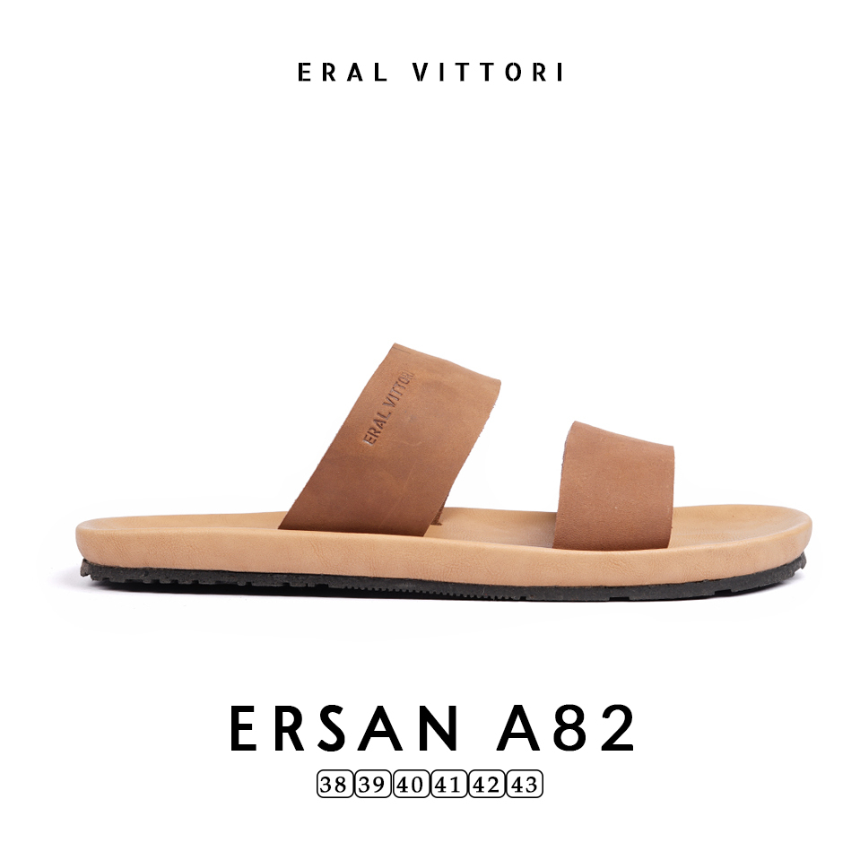 Eral Vittori - Ersan A82 Sandal Pria Kulit Harian Santai Tan