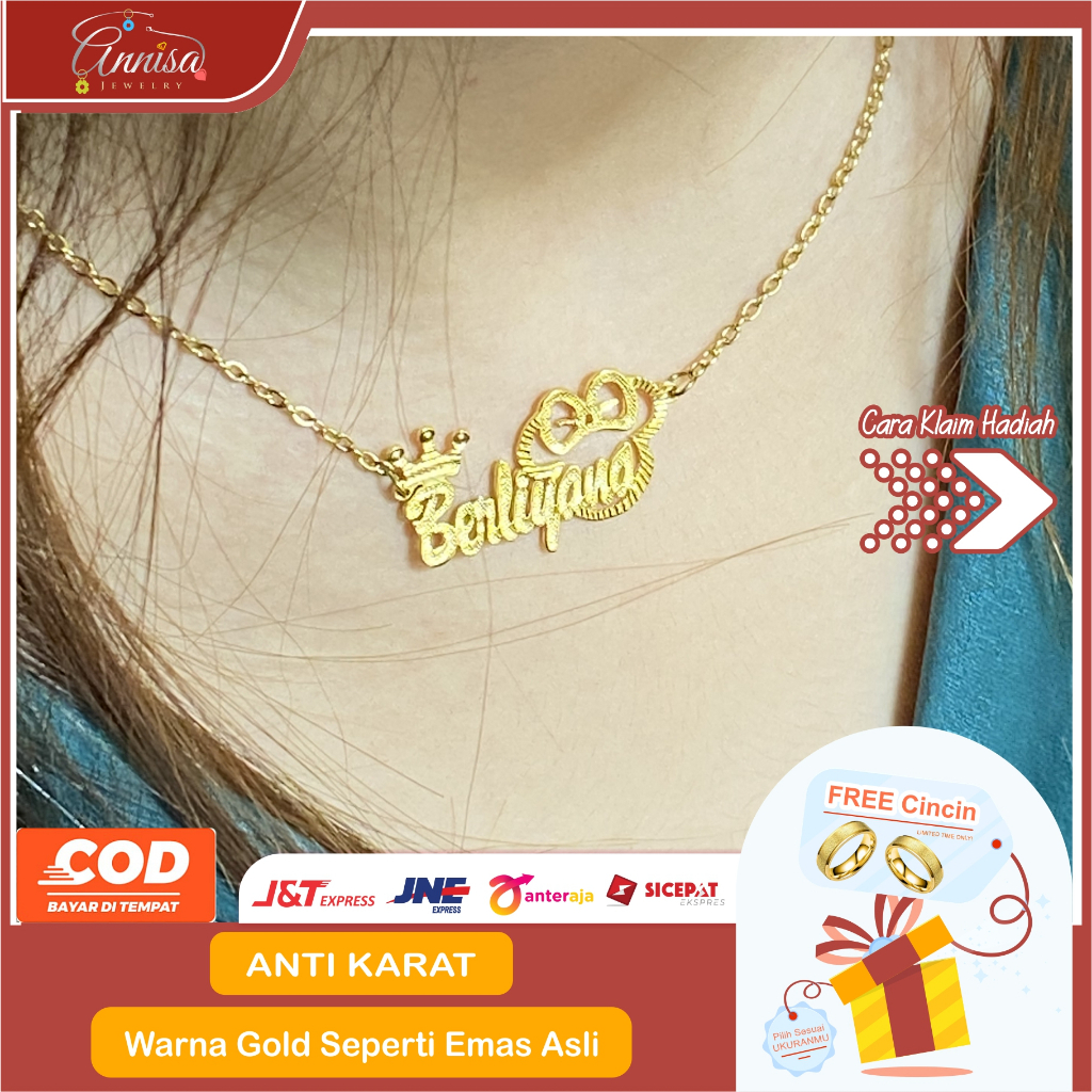 Kalung Nama model mickey Grafir tittanium fashion cewe