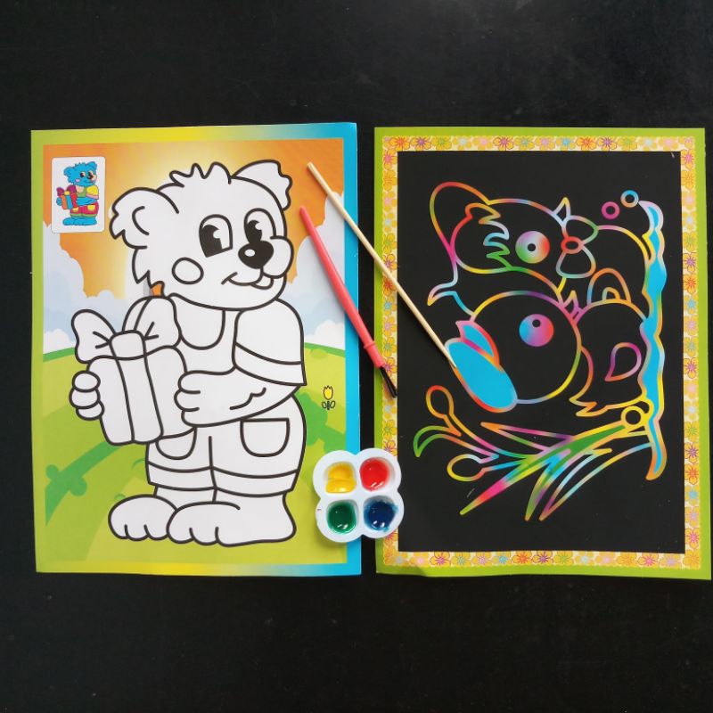 

mewarnai cat air + arsir 1 Lbr 2sisi 17x12cm aktivitas anak