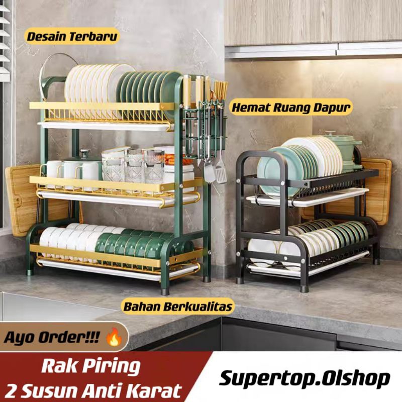 Rak Dapur Rak Piring Rak Serbaguna Rak Dish Drainer Dengan Aksesoris⭐ Supertop ⭐