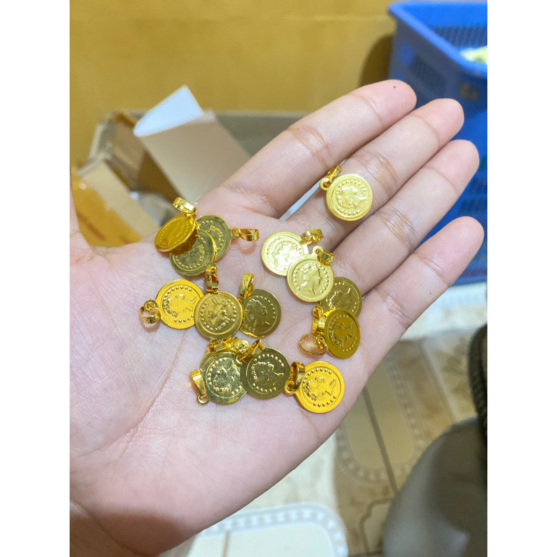 Liontin koin bulat warna 24k