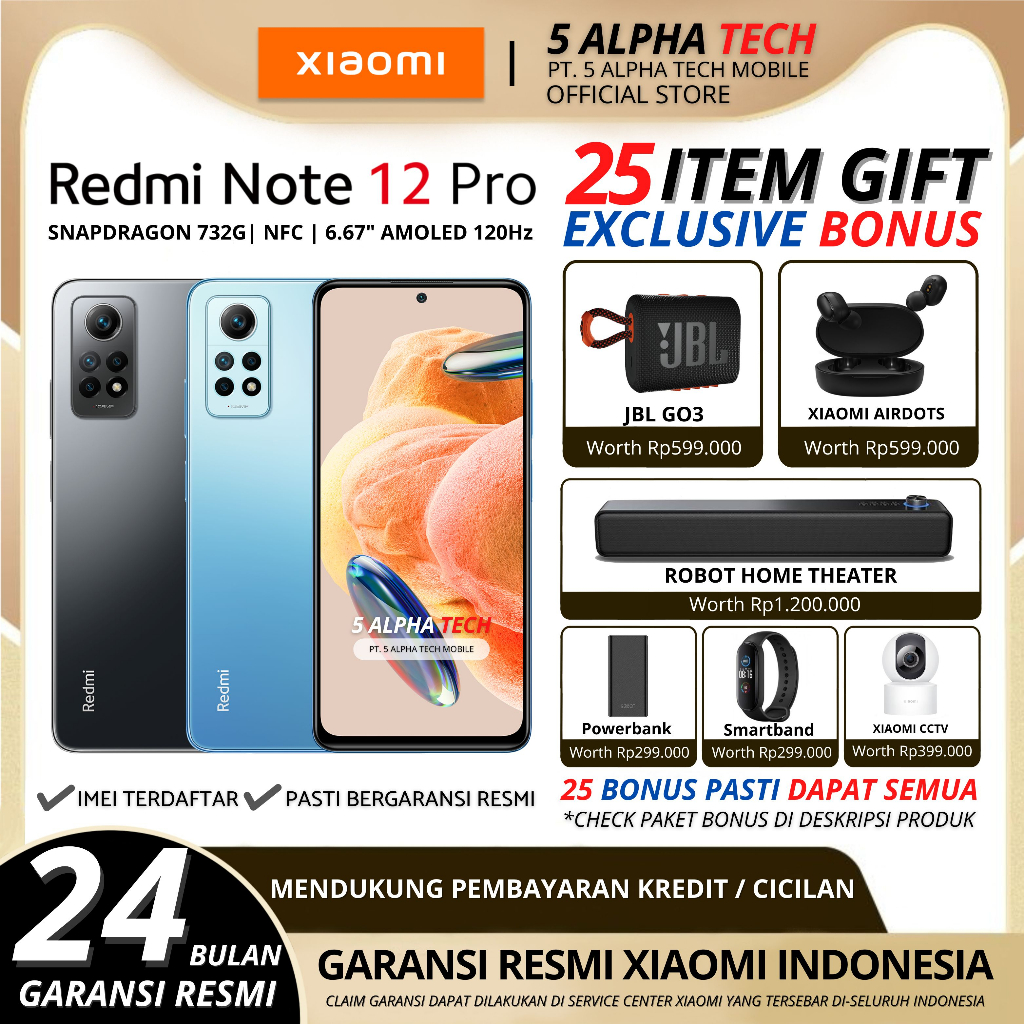 XIAOMI REDMI NOTE 12 PRO 4G NFC 6/128GB 8/256GB REDMI NOTE 12PRO GARANSI RESMI XIAOMI