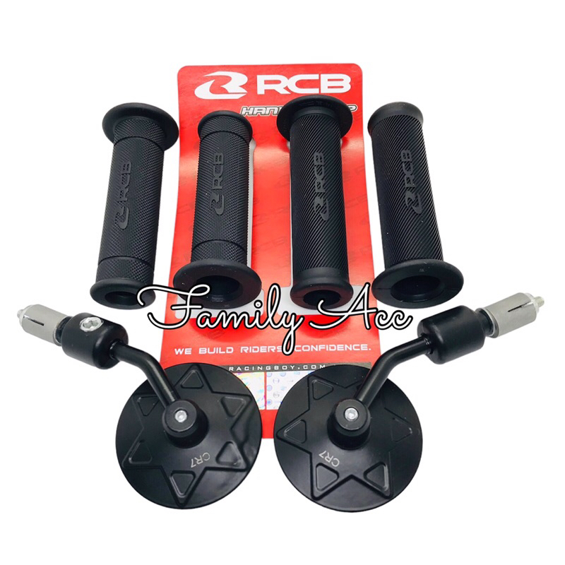 Paket Handgrip Handfat Handle Grip Rcb Original Malaysia HG55 Dan HG66 Black Plus Spion Jalu Bulat Flexibel Motor Universal Nmax New Aerox Pcx 150/160 Vario 110/125/150/160 Genio Scoopy Freego Beat Spacy Beat Esp DLL