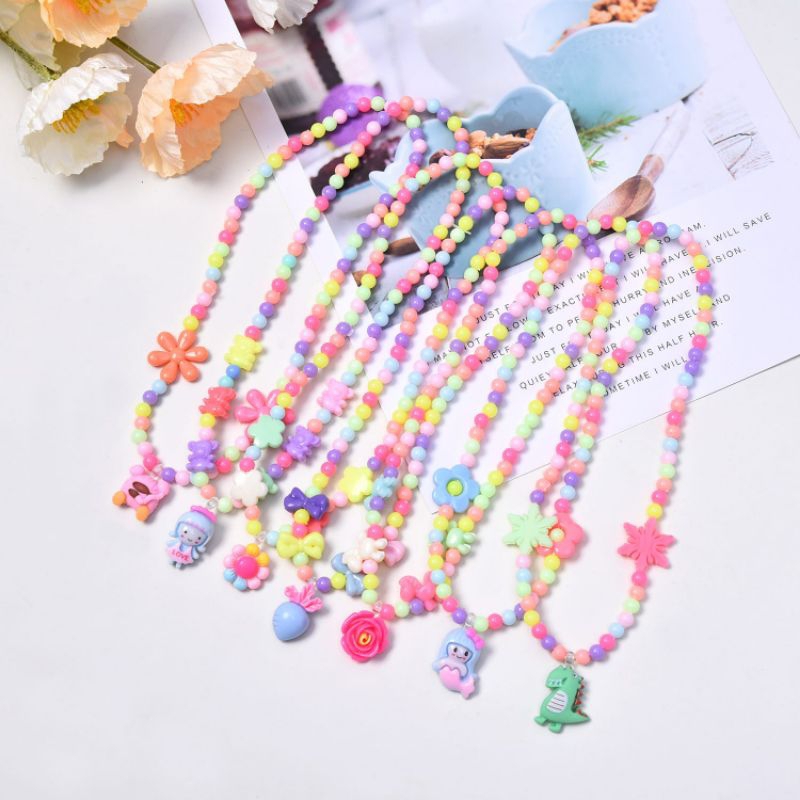PROMO 6.6 Kalung Manik Anak Warna Warni Lucu Bandul Karakter Cantik