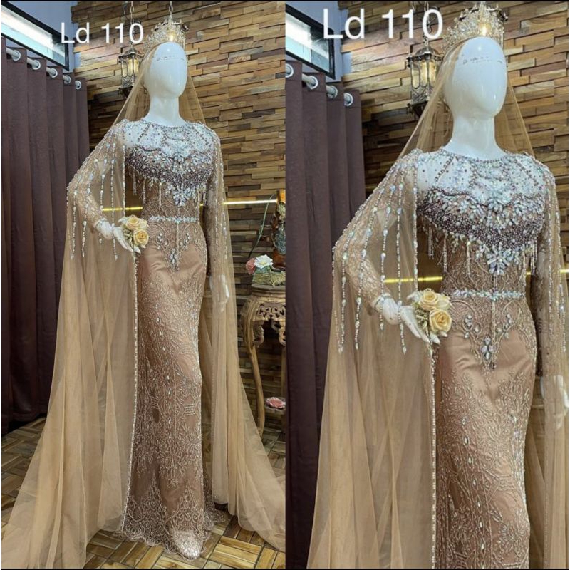 GAUN SLIM BEREKOR FULL PAYET//GAUN WEDDING MODERN//KEBAYA