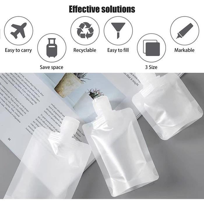 GP Pouch Botol Refill Transparan Portable Shower Gel Shampoo Tempat Sabun Cair Travel Plastik Fliptop Barang Unik Murah Lucu