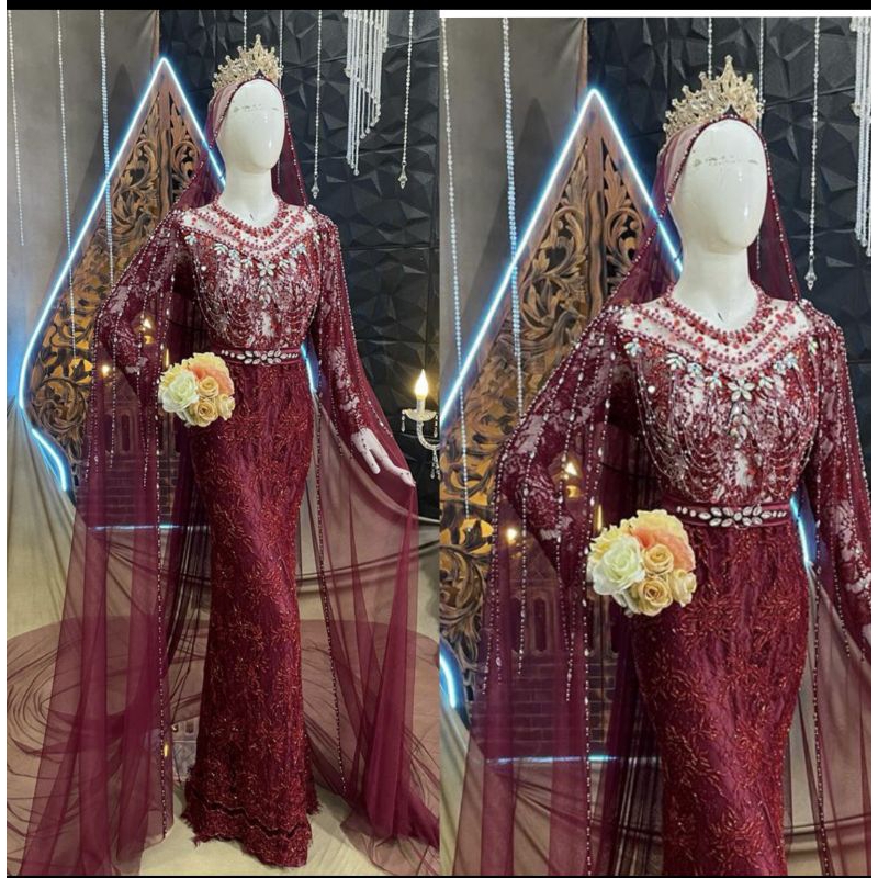 GAUN SLIM BEREKOR FULL PAYET//GAUN WEDDING MODERN//KEBAYA