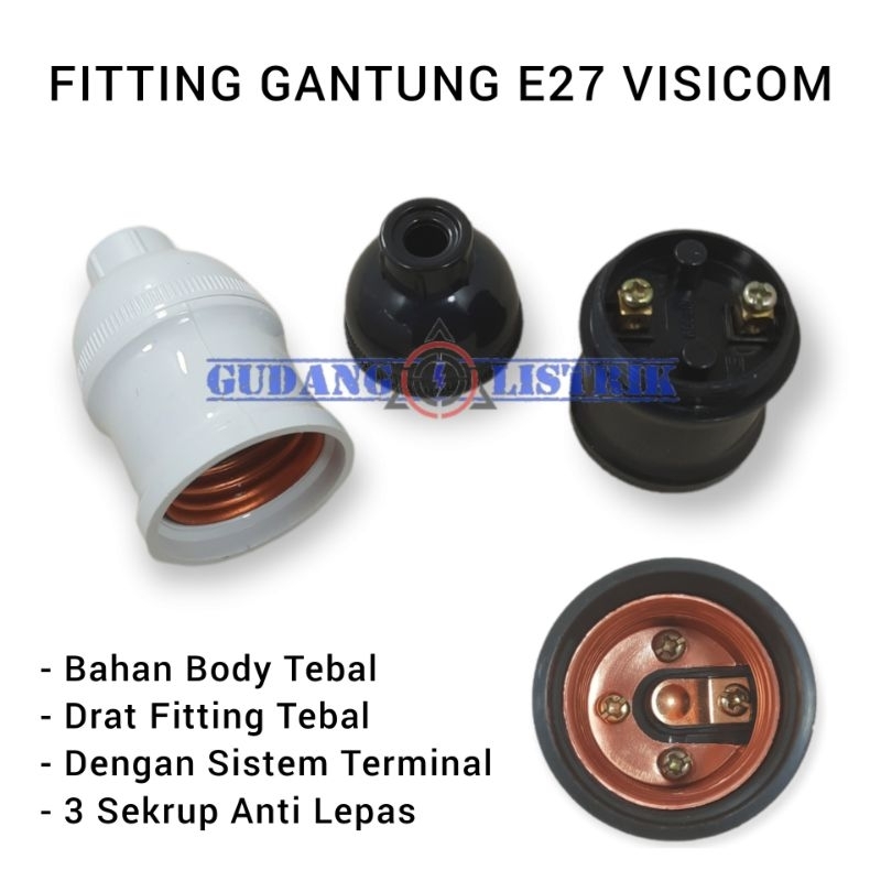 Fitting Gantung Rumah Lampu Kepala Bohlam E27 100 Watt