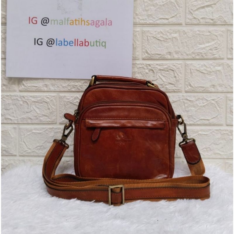 Tas Selempang Pria Kulit Vintage 2 Preloved Second Sling Bag