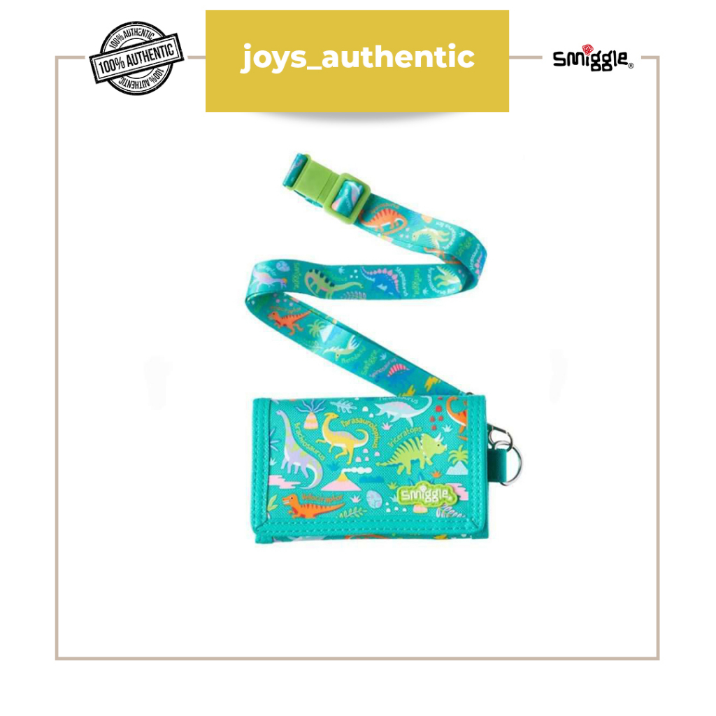 Larnyard Anak-anak Smiggle Lanyard Wallet Hijau Green Dino Kid Larnyard Authentic Original