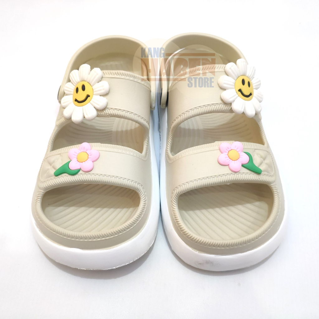 Sandal Anak Cewek Tanggung dan Dewasa Dual Band Karakter Bunga 530CB Habenkids