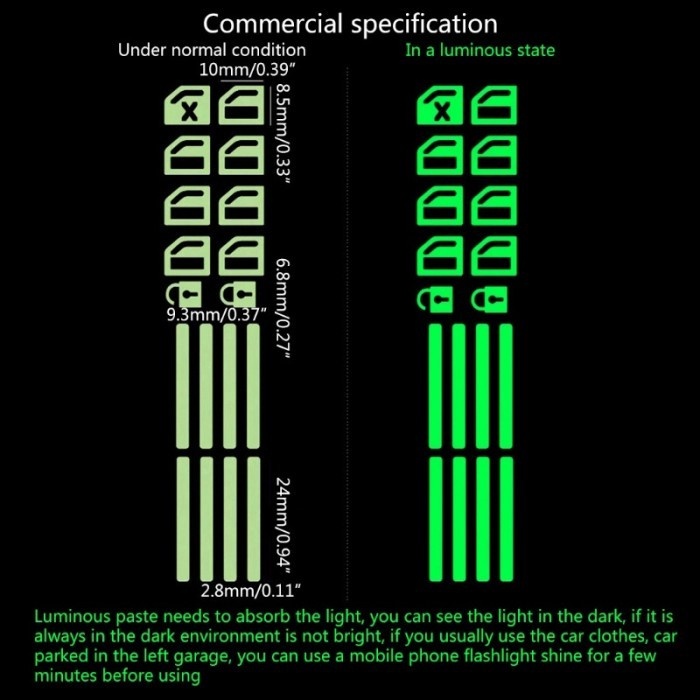 Stiker Jendela Pintu Mobil/Sticker Tombol Mobil Glow in Dark Luminous [SJM]