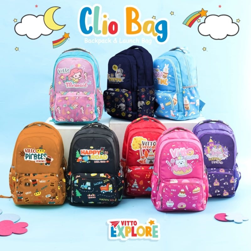 Clio bag Vitto Explore / Ransel plus Lunch box Vitto /Tas sekolah anak