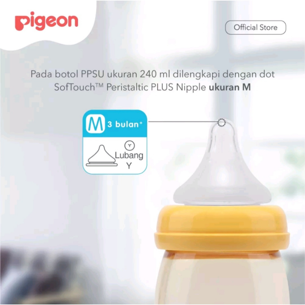 Pigeon Botol PPSU 240 ml Botol Wideneck Leher Lebar Soft Touch Peristaltic Plus Wide Neck