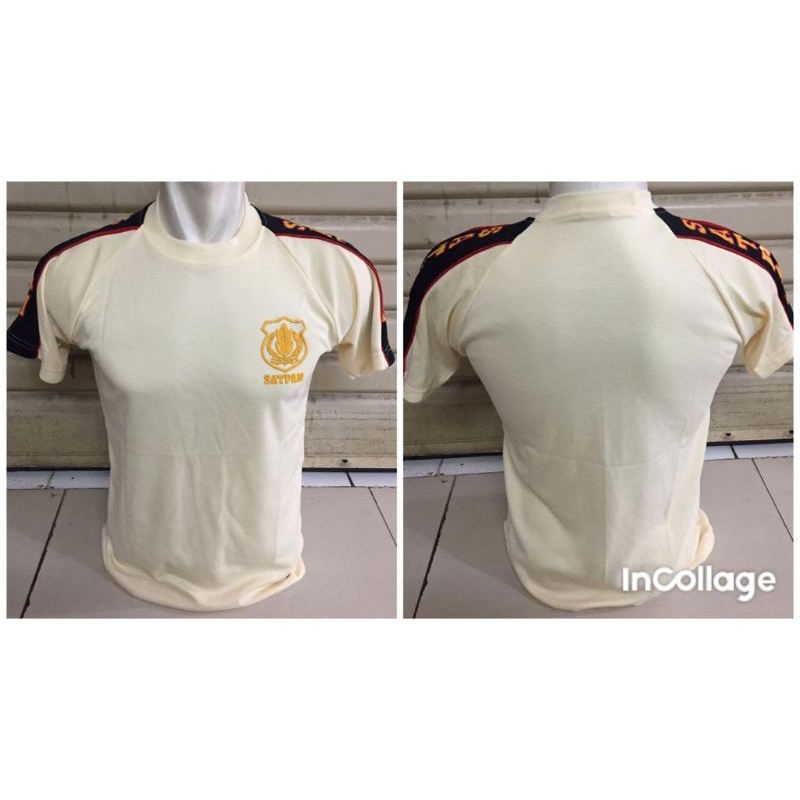kaos satpam cream kombinasi/kaos satpam cream kombinasi lengan pendek