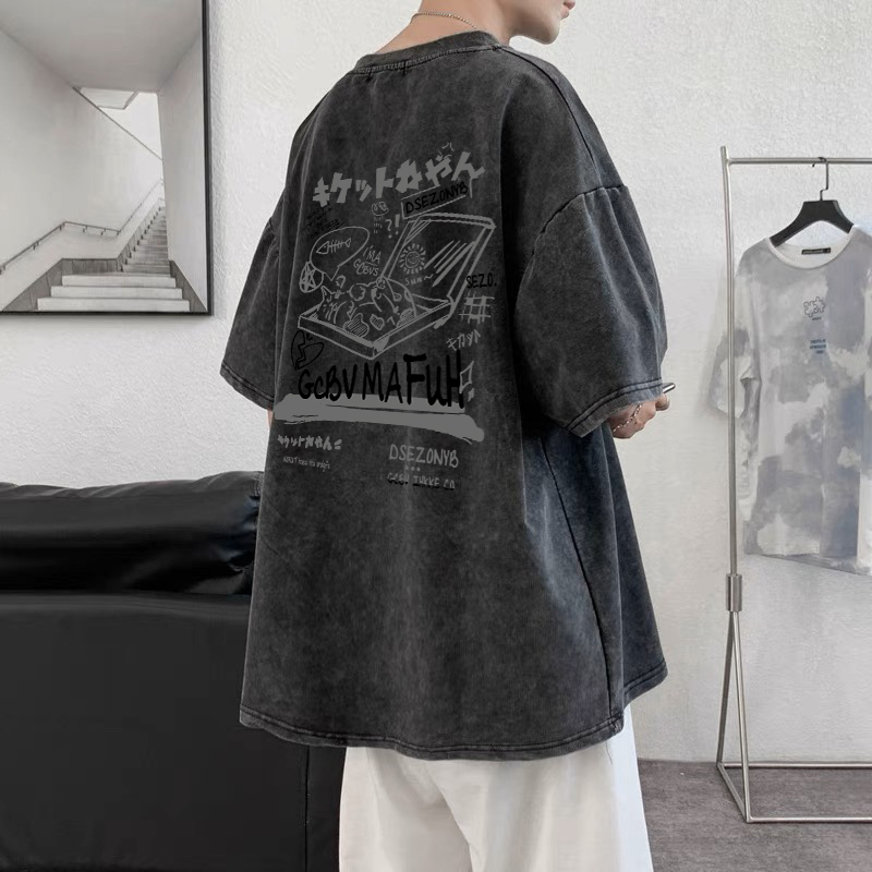 RDGF kaos pria keren baju cowok kekinian Kaos retro Amerika kaos oversize cowok/A0277
