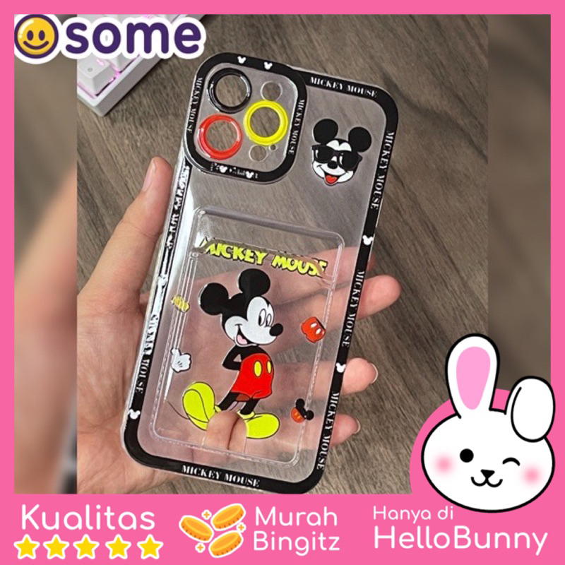 Case Slot Kartu for android iPhone soft Mickey Mouse card slot Reno Samsung Realme iPhone X XS Max 1