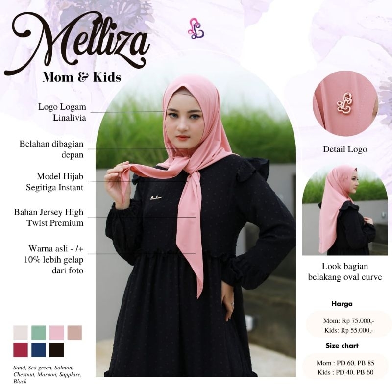 Segitiga Instan Melliza || Linalivia Hijab || Jilbab Instan || Jilbab anak || Jilbab dewasa || pashm